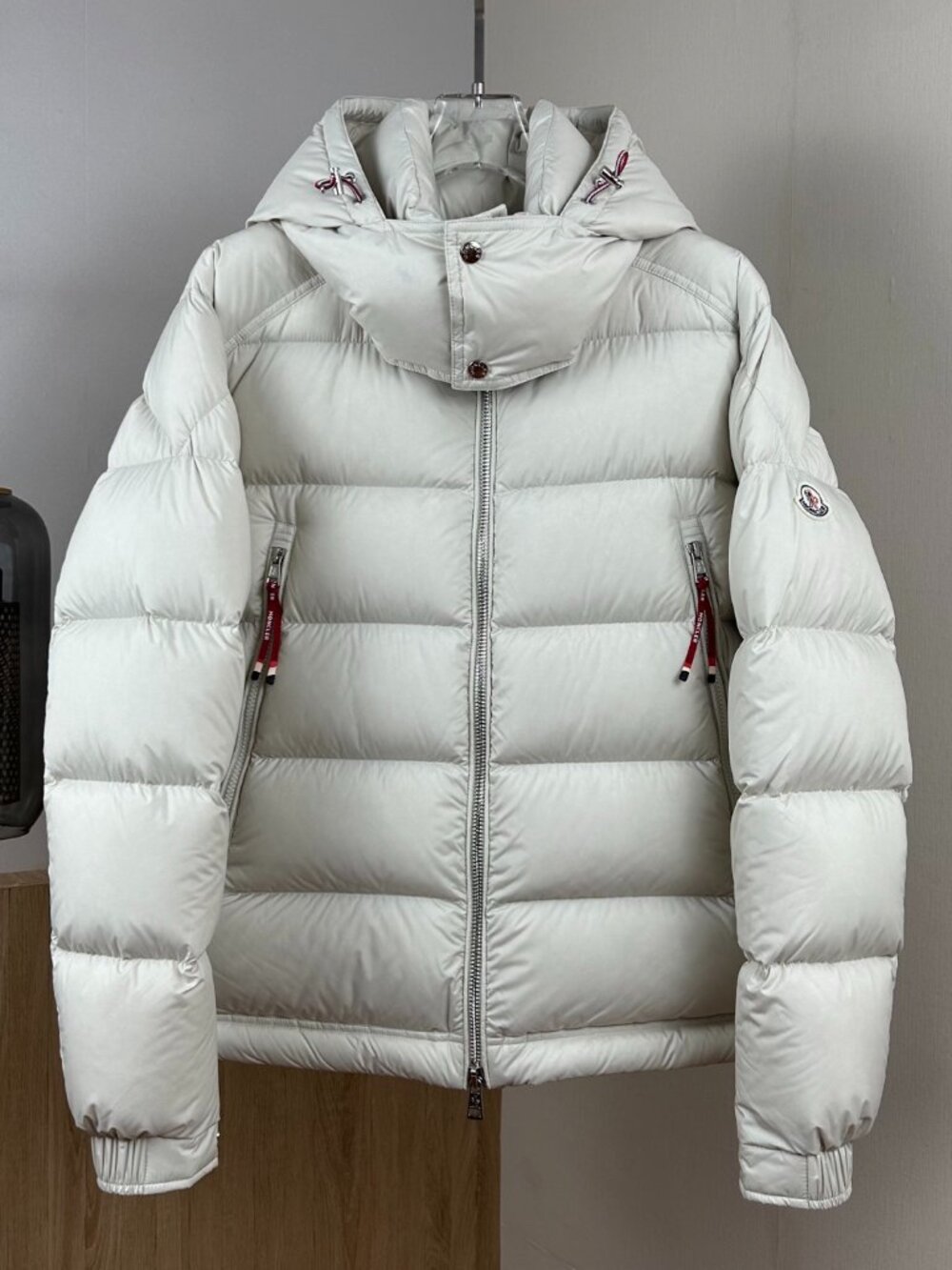 Moncler Poirier Off-White Hooded Down Jacket
